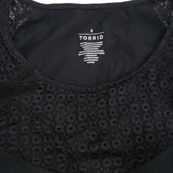Torrid Black Short Sleeve Lace Top Basic Tee 2X - Picture 3 of 3